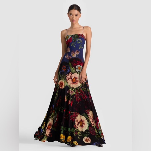 Alice + Olivia Augusta Floral Stretch Maxi Dress Strapless Gown Sz 0 NWT 895$ - Picture 9 of 16
